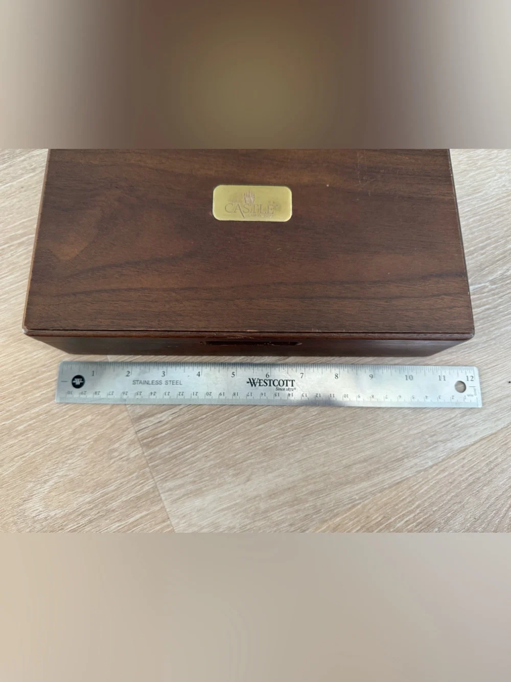 Trump’s Castle Casino Resort Black Walnut Jewelry Box Vintage Red Felt Lined